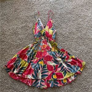 Angie Vibrant Leaf Print Mini Dress